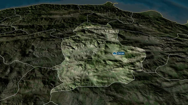 Corum Provinz Der Türkei Vergrößert Und Mit Kapital Hervorgehoben Satellitenbilder — Stockfoto