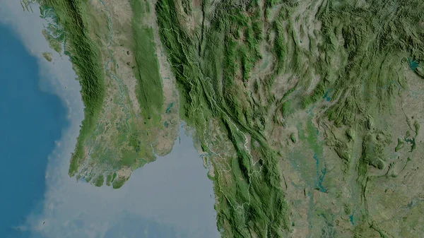 Kayin Bundesstaat Myanmar Satellitenbilder Umrissen Gegen Das Land Rendering — Stockfoto