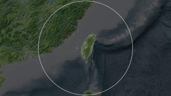 Vergrößerte Fläche Taiwans Umgeben Von Einem Kreis Auf Dem Hintergrund — Stockfoto