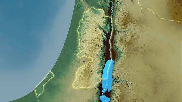 Palestina Topografické Reliéfní Mapě Stereografické Projekci Hrubé Složení Rastrových Vrstev — Stock fotografie