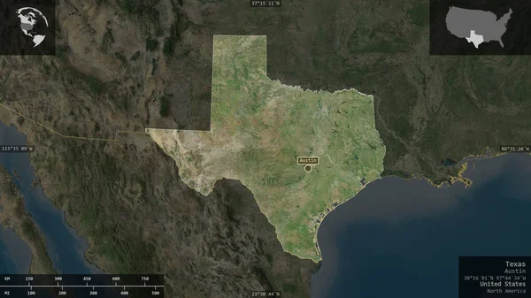 Texas Bundesstaat Der Vereinigten Staaten Satellitenbilder Gestalt Die Sich Mit — Stockfoto