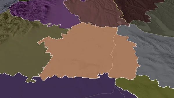 ブライラ ルーマニアの郡が拡大し 強調した 行政区画の色と衝突した地図 3Dレンダリング — ストック写真