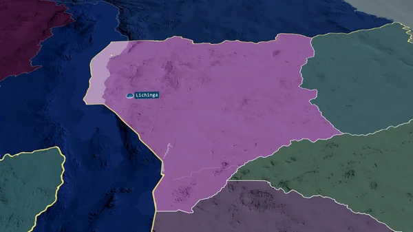 Nassa Provincia Del Mozambico Zoomata Evidenziata Con Capoluogo Mappa Colorata — Foto Stock