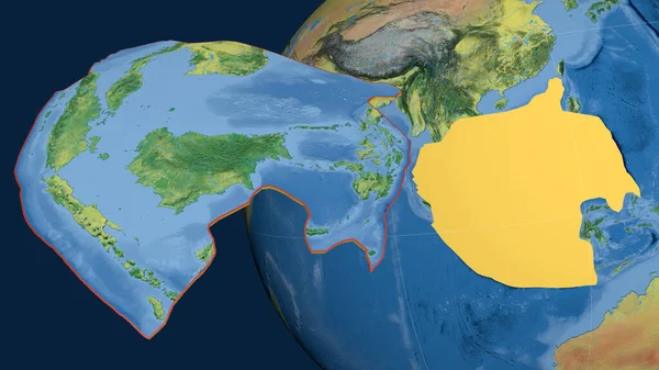 Sunda Tektonický Talíř Vytlačil Prezentoval Proti Zeměkouli Topografická Mapa Vykreslování — Stock fotografie