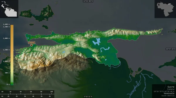 Сукре Штат Венесуела Кольорові Шейдерні Дані Озерами Річками Форма Представлена — стокове фото