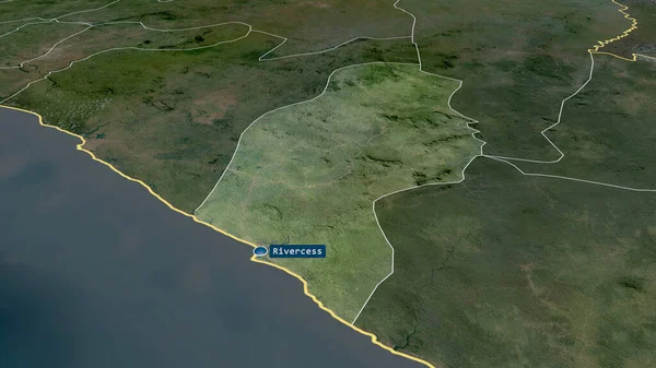 Река Сесс Графство Либерия Увеличенное Выделенное Столицей Спутниковые Снимки Рендеринг — стоковое фото