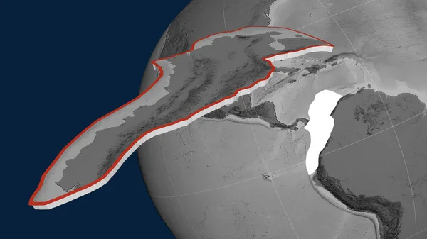 Plaque Tectonique Des Andes Nord Extrudée Présentée Contre Globe Carte — Photo