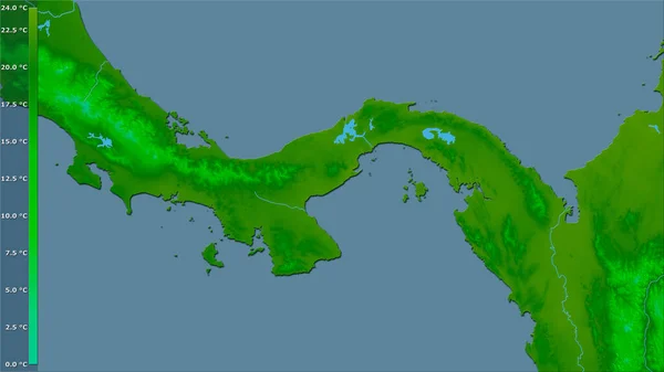 Température Minimale Mois Froid Dans Région Panama Dans Projection Stéréographique — Photo