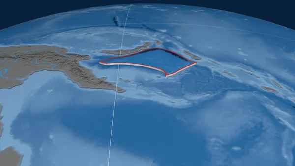 所罗门海板块挤压在地球上 地形和水深测量彩色高程图 3D渲染 — 图库照片