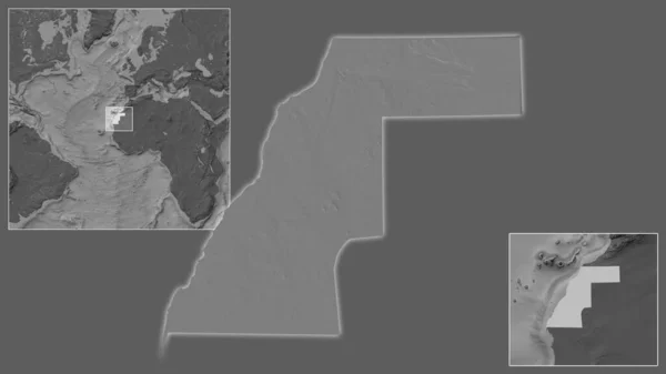 Primer Plano Del Sáhara Occidental Ubicación Región Centro Mapa Mundial — Foto de Stock