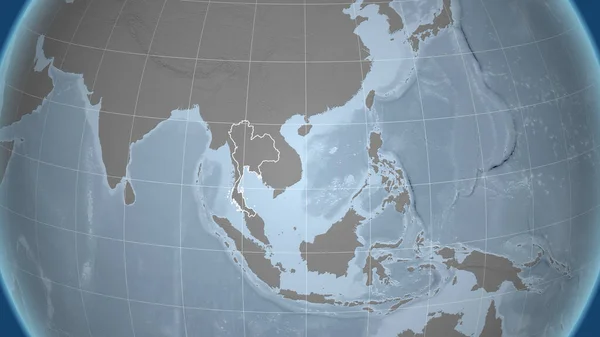Thailand Grannskap Avlägset Perspektiv Med Kontur Landet Karta Över Gråskalehöjder — Stockfoto