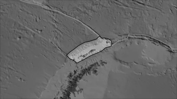 Kontur Shetland Tektonisk Platta Gråskalekartan Separerad Genom Desaturering Dess Angränsande — Stockfoto