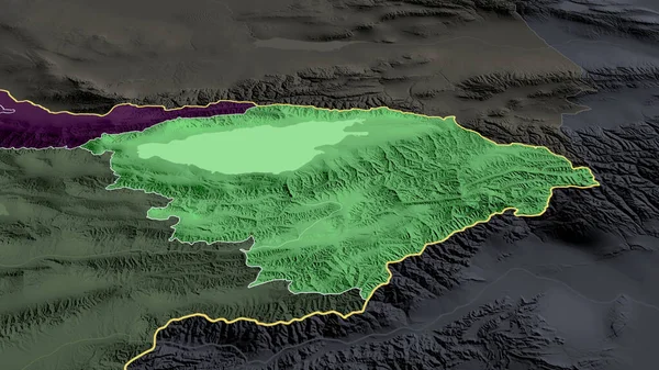 Ysyk Kol Provincia Kirguistán Hizo Zoom Destacó Mapa Coloreado Tocado — Foto de Stock