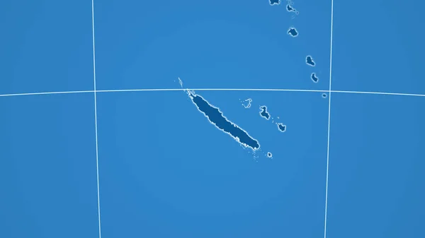 新喀里多尼亚 邻里关系 遥远的远景与国家的轮廓 只形状 海洋面具 — 图库照片