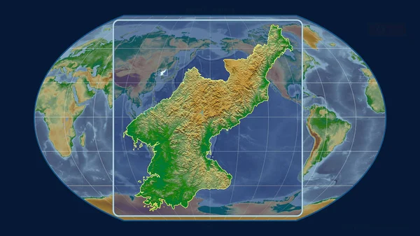 Zoomed Vista Della Corea Del Nord Contorno Con Linee Prospettiche — Foto Stock