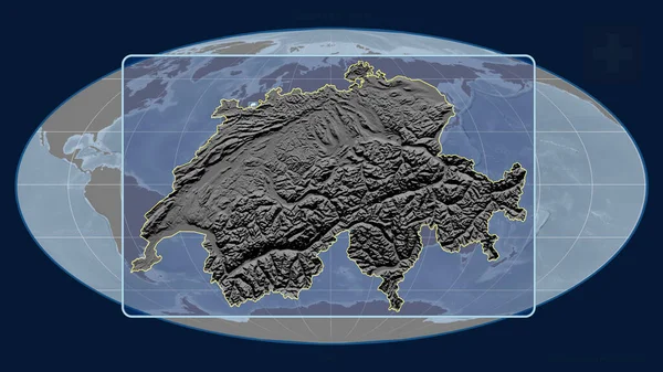 Vista Ampliada Del Contorno Suiza Con Líneas Perspectiva Contra Mapa —  Fotos de Stock