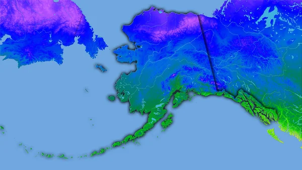 Amerika Birleşik Devletleri Alaska Bölgesi Stereografik Projeksiyondaki Yıllık Sıcaklık Haritasında — Stok fotoğraf
