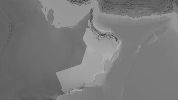 Оманская Область Карте Высоты Оттенков Серого Стереографической Проекции Сырой Состав — стоковое фото