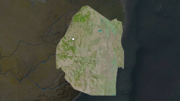 Det Markerade Området Swaziland Med Huvudpunkt Den Desaturerade Kartan Över — Stockfoto