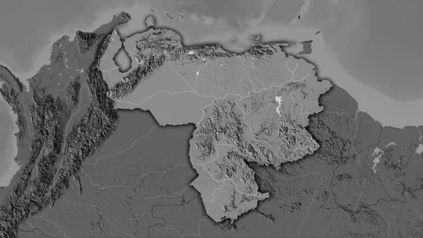 Venezuela Mapě Nadmořské Výšky Stereografické Projekci Hrubé Složení Rastrových Vrstev — Stock fotografie