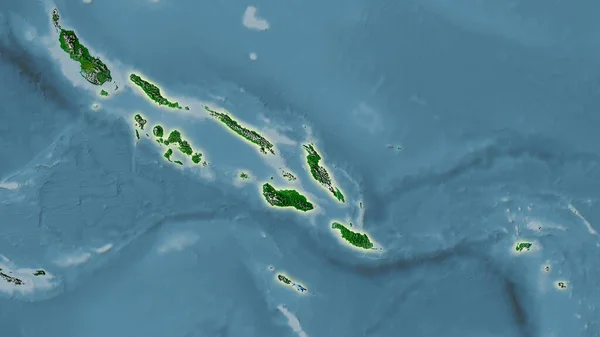 Obszar Wysp Salomona Mapie Satelitarnej Projekcji Stereograficznej Surowa Kompozycja Warstw — Zdjęcie stockowe