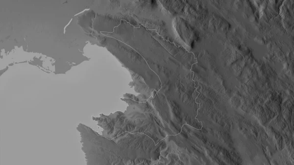Obalno Kraska 斯洛文尼亚统计区 有湖泊和河流的灰度地图 形状与它的国家相对应 3D渲染 — 图库照片