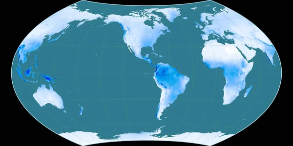 Mapa Del Mundo Proyección Wagner Viii Centrado Longitud Oeste Mapa —  Fotos de Stock