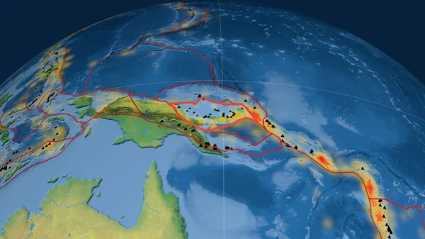 地球上的南俾斯麦板块轮廓 自然地球地形图 3D渲染 — 图库照片