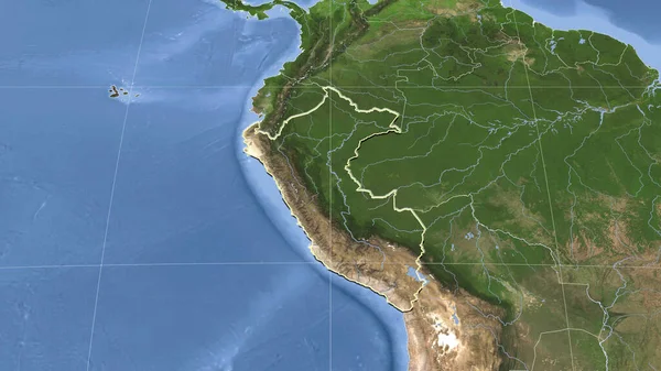 Peru Jeho Okolí Vzdálená Šikmá Perspektiva Obrys Satelitní Snímky — Stock fotografie