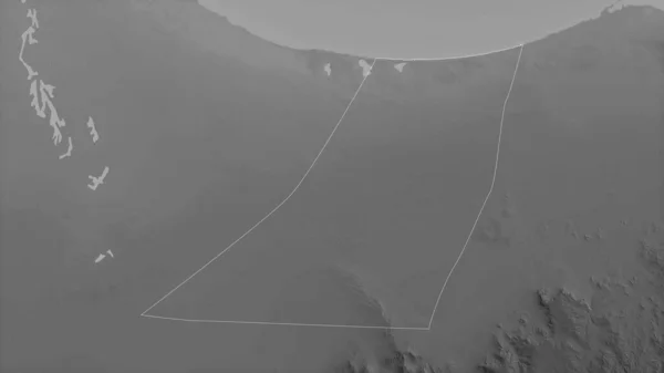 Zawiyah 利比亚区 有湖泊和河流的灰度地图 形状与它的国家相对应 3D渲染 — 图库照片