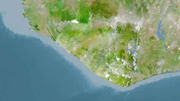 卫星A地图上的利比里亚地区立体投影 栅格层的原始组成 — 图库照片