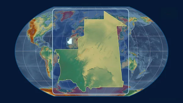 Vista Ampliada Del Esquema Mauritania Con Líneas Perspectiva Contra Mapa — Foto de Stock