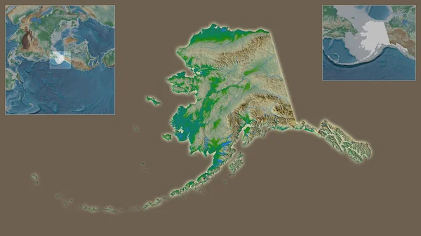 Close Dos Estados Unidos Alasca Sua Localização Região Centro Mapa — Fotografia de Stock