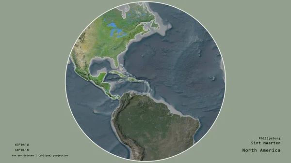 Zone Sint Maarten Est Centrée Dans Cercle Entourant Son Continent — Photo