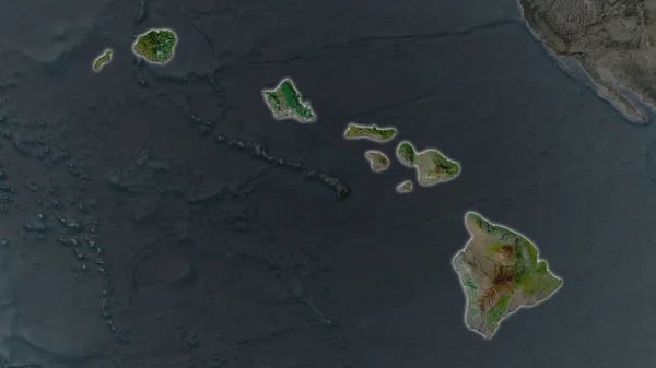 Hawaii Vergrößerte Sich Und Leuchtete Auf Einem Abgedunkelten Hintergrund Seiner — Stockfoto