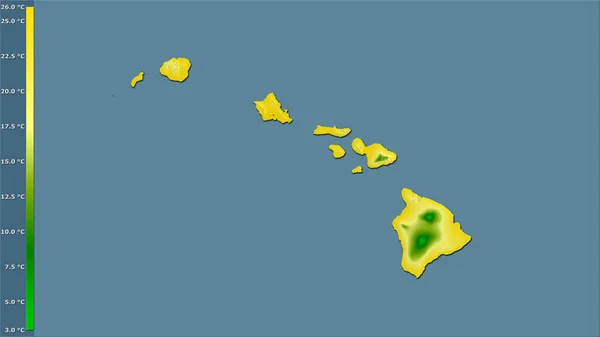 하와이 지역내의 온도는 전설적 래스터 의구성 스테레오 전축에서 — 스톡 사진