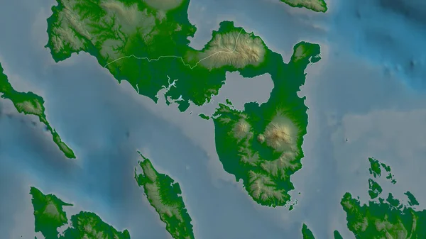 Sorsogon Province Philippines 湖泊和河流的彩色阴影数据 形状与它的国家相对应 3D渲染 — 图库照片