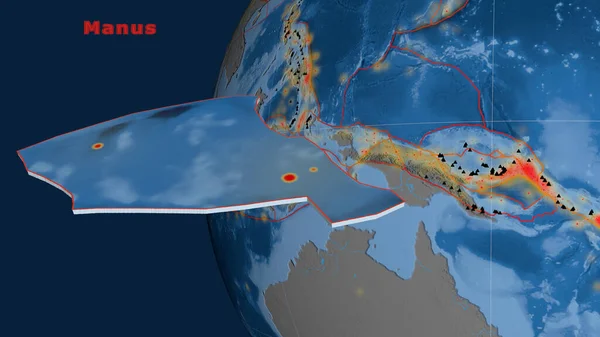 นเทคโทน Manus บายอ ดและน าเสนอต อโลก แผนท ระด บความส งของภ — ภาพถ่ายสต็อก