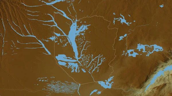 Zachodnia Prowincja Zambia Kolorowa Ulga Jeziorami Rzekami Kształt Nakreślony Stosunku — Zdjęcie stockowe