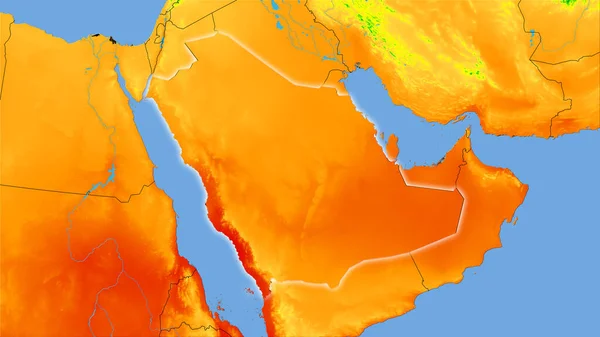 Територія Саудівської Аравії Щорічній Температурній Мапі Стереографічній Проекції Сира Композиція — стокове фото