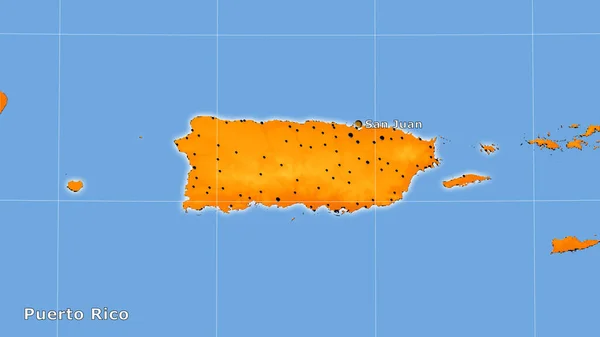 Área Porto Rico Mapa Anual Temperatura Projeção Estereográfica Composição Principal — Fotografia de Stock