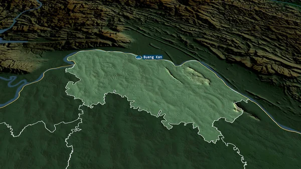 Bueng Kan Provincia Tailandia Zoomed Destacó Con Capital Características Principales — Foto de Stock
