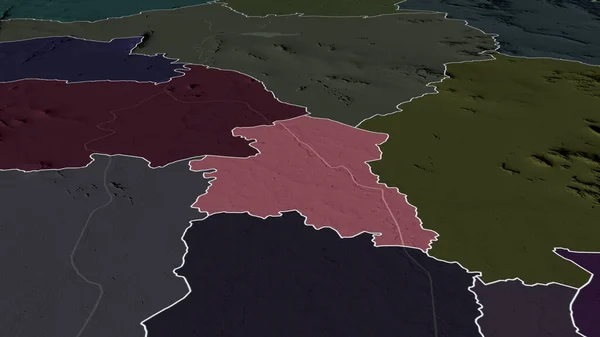 Sing Buri Provincia Tailandia Zoomed Destacó Mapa Coloreado Tocado División — Foto de Stock