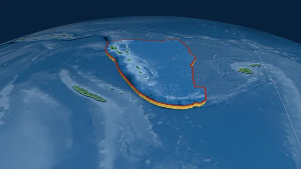 Nouvelle Plaque Tectonique Des Hébrides Extrudée Sur Globe Carte Topographique — Photo