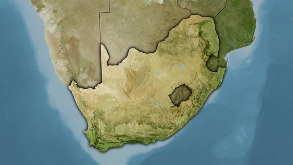 Südafrika Auf Der Satelliten Karte Der Stereographischen Projektion Rohzusammensetzung Von — Stockfoto