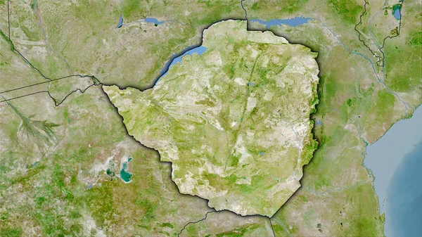 Zimbabwe Área Satélite Mapa Proyección Estereográfica Composición Cruda Capas Trama — Foto de Stock