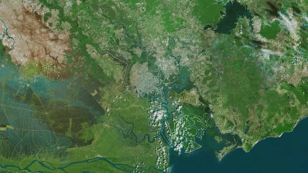 Chi Minh City City Vietnam Satellite Imagery Shape Outlined Its — Stock Photo, Image