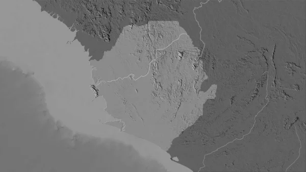 Sierra Leone Plocha Mapě Nadmořské Výšky Stereografické Projekci Hrubé Složení — Stock fotografie