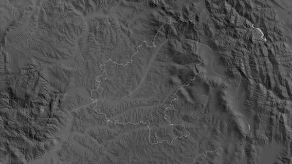 ルーマニアのミュア郡 湖や川とグレースケールの地図 形状は その国の領域に対して概説 3Dレンダリング — ストック写真