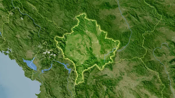 Kosovaarse Regio Satellietkaart Stereografische Projectie Ruwe Samenstelling Van Rasterlagen Met — Stockfoto